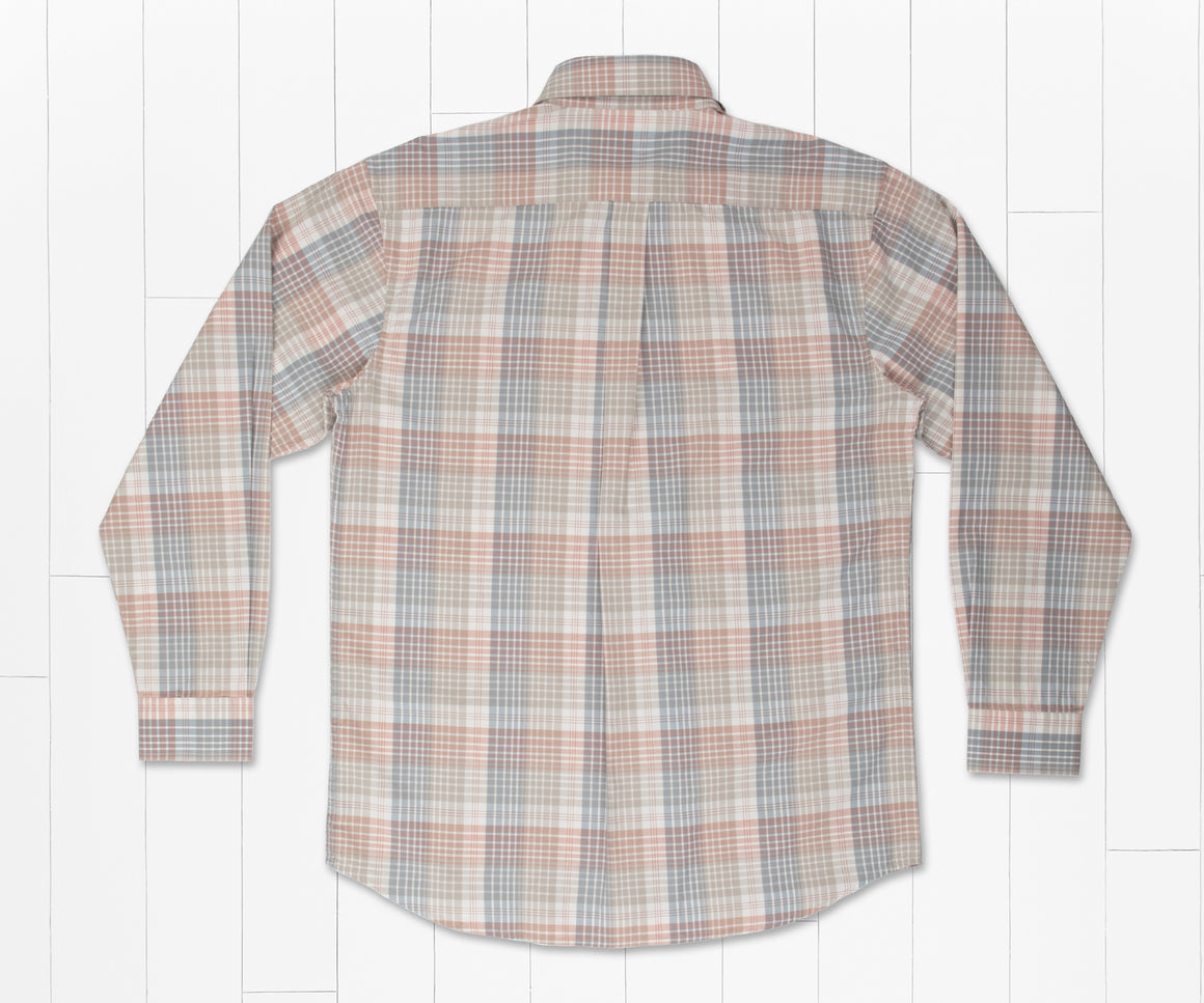 Burnt Taupe and Tan | Barton County Washed Dress Shirt | Back