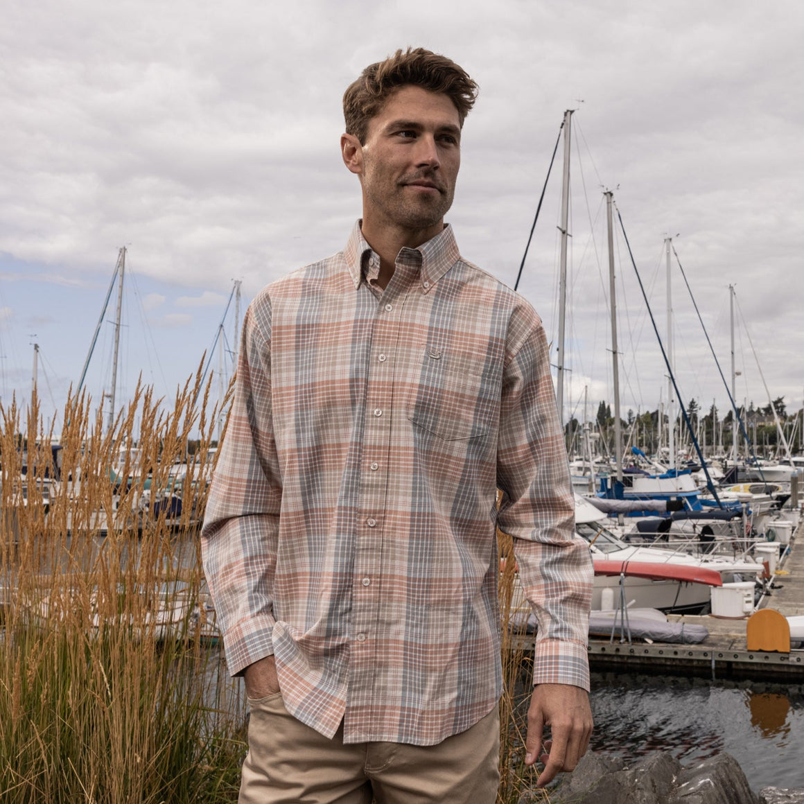 Burnt Taupe and Tan | Barton County Washed Dress Shirt | Lifestyle