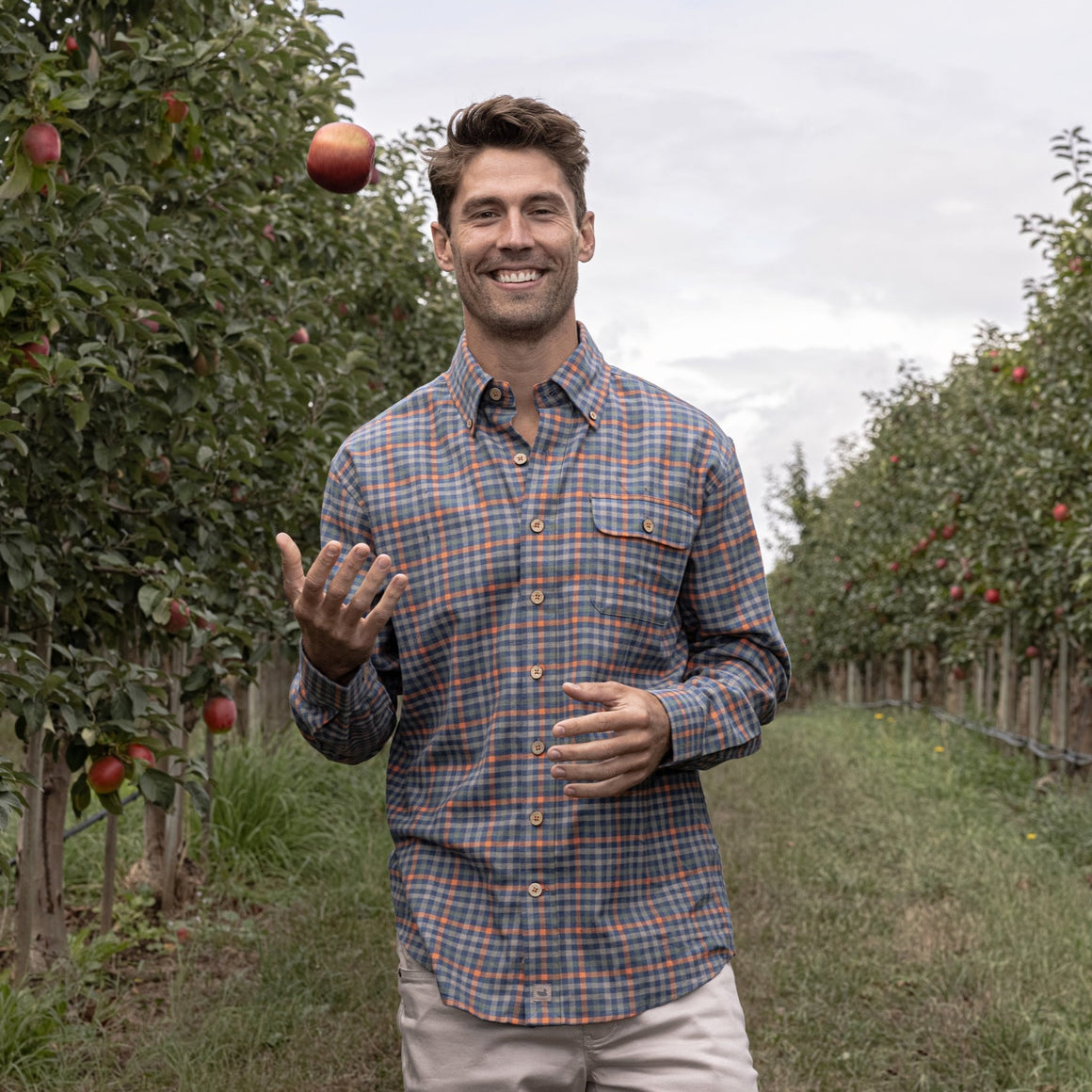 Navy  and  Orange | Boothville Flannel | Lifestyle