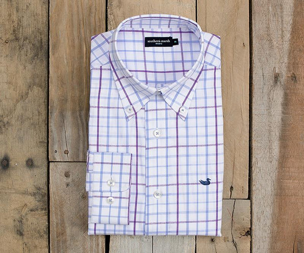 White and Lavender | Catahoula Tattersall Dress Shirt | Long Sleeve