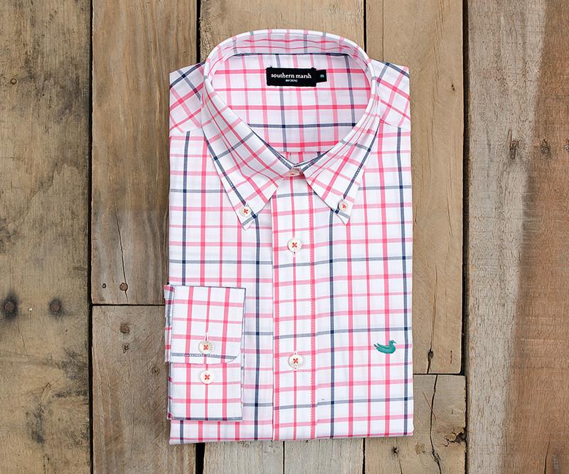 White and Pink | Catahoula Tattersall Dress Shirt | Long Sleeve