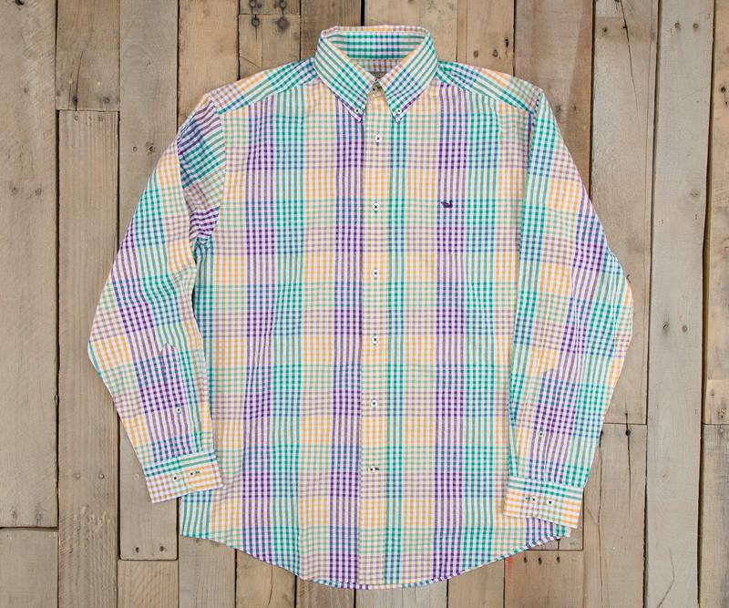 Purple Green and Gold Gingham | Everett Gingham Dress Shirt | Long Sleeve