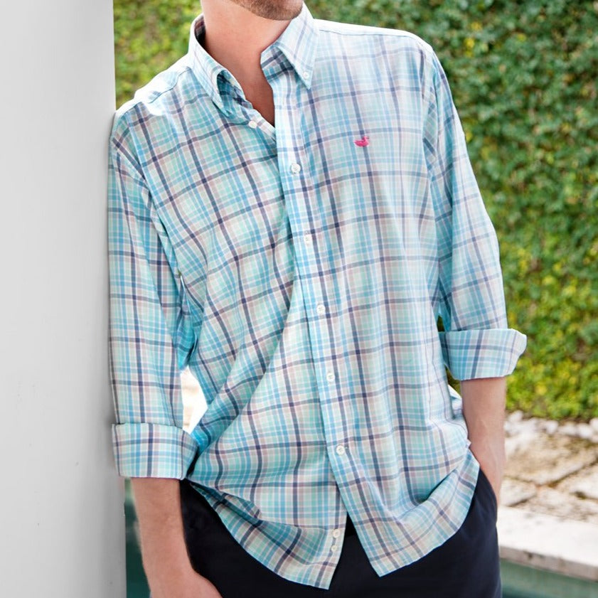 Slate and Mint Mansur | Mansur Windowpane Dress Shirt