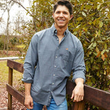 Midnight Gray and Dark Green | Sumner Washed Gingham Dress Shirt | Long Sleeve Dress Shirt