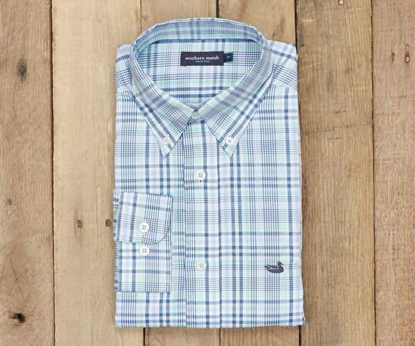 Navy and Mint Tillman | Tillman Windowpane Dress Shirt