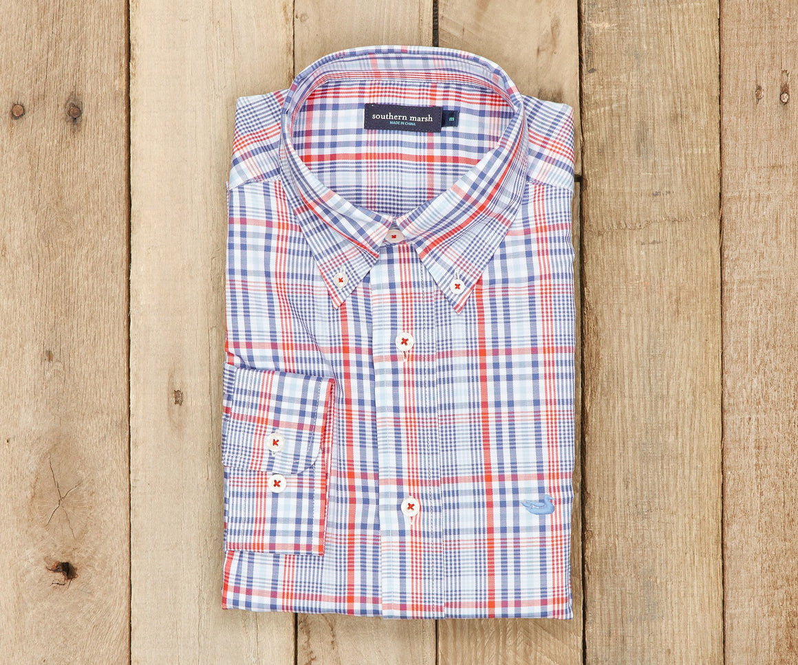 Navy and Red Tillman | Tillman Windowpane Dress Shirt