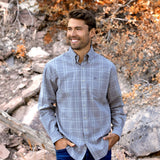 Mountain Purple and Slate | Verret Washed Check Dress Shirt | Lifestyle