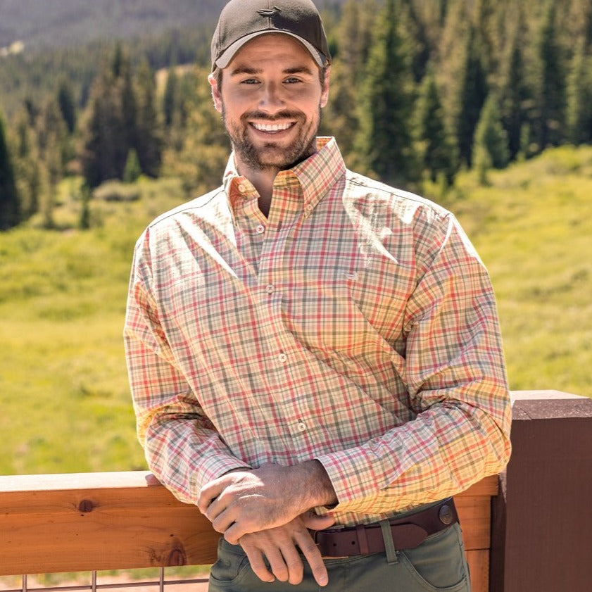 Burnt Taupe and Bisque | Calhoun Check Dress Shirt