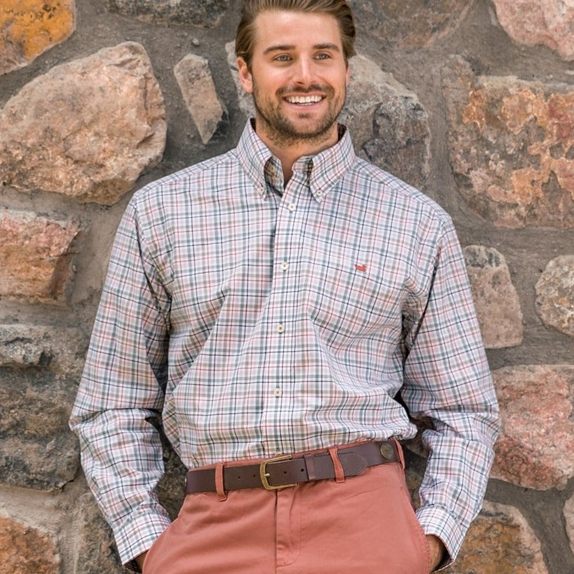Navy and Burnt Taupe | Calhoun Check Dress Shirt