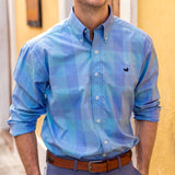 French Blue and Mint | Grayson Check Dress Shirt | Long Sleeve Dress Shirt