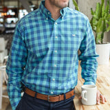 Blue and  Mint | Pickens Gingham Dress Shirt | Long Sleeve Dress Shirt