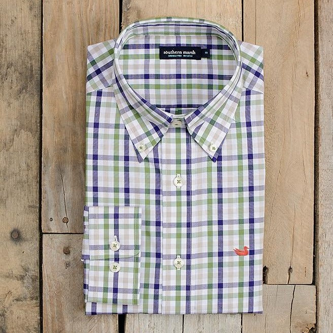 Purple and Green with Burnt Duck | Reynolds Gingham Dress Shirt | Southern Marsh