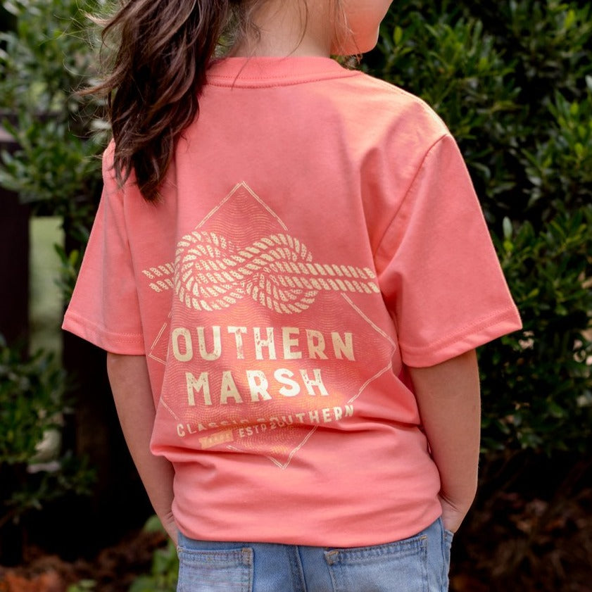 Coral | Youth Branding Collection Tee | Nautical Knot | Youth Short Sleeve T-Shirt | Preppy Pocket Tee