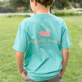 Washed Kelly Green | Youth Authentic Vibrant Tee | Heather | Short Sleeve T-Shirt | Kids Southern Duck Shirt