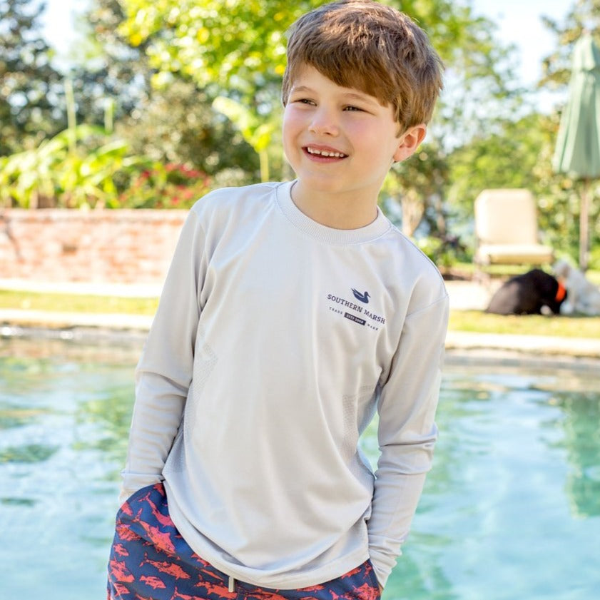 Light  Gray | Youth FieldTec™ Gulf Stream Performance Shirt | Youth Long Sleeve Performance Shirt
