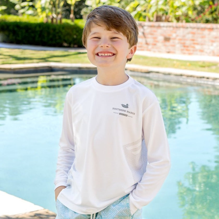 White | Youth FieldTec™ Gulf Stream Performance Shirt | Youth Long Sleeve Performance Shirt