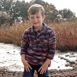 Midnight Gray and Peach | Youth Culebra Catch Fleece Pullover | Front