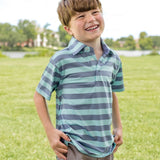 Slate and Mint Stripe | Youth Bermuda Performance Polo | Davis