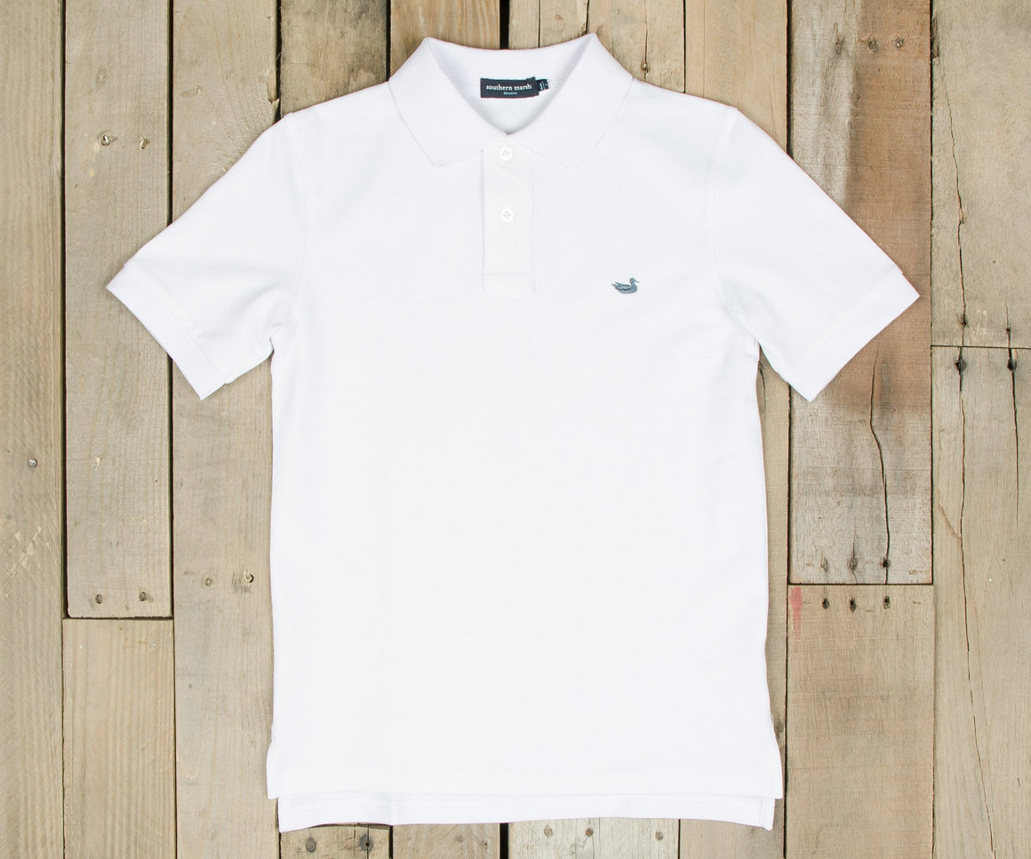 White with French Blue Duck | Youth Stonewall Polo